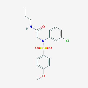 molecular formula C18H21ClN2O4S B426475 2-{3-chloro[(4-methoxyphenyl)sulfonyl]anilino}-N-propylacetamide 