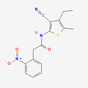 molecular formula C16H15N3O3S B4264776 N-(3-cyano-4-ethyl-5-methylthiophen-2-yl)-2-(2-nitrophenyl)acetamide 