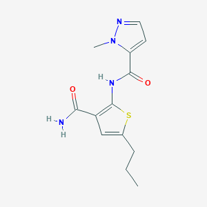molecular formula C13H16N4O2S B4264785 N-(3-carbamoyl-5-propylthiophen-2-yl)-1-methyl-1H-pyrazole-5-carboxamide 