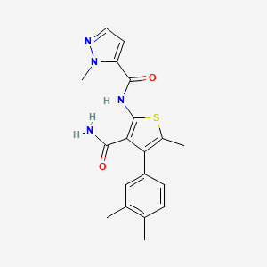 molecular formula C19H20N4O2S B4264864 N-[3-CARBAMOYL-4-(3,4-DIMETHYLPHENYL)-5-METHYL-2-THIENYL]-1-METHYL-1H-PYRAZOLE-5-CARBOXAMIDE 