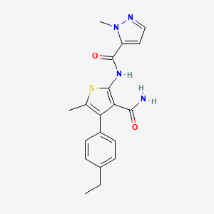 molecular formula C19H20N4O2S B4264873 N-[3-carbamoyl-4-(4-ethylphenyl)-5-methylthiophen-2-yl]-1-methyl-1H-pyrazole-5-carboxamide 