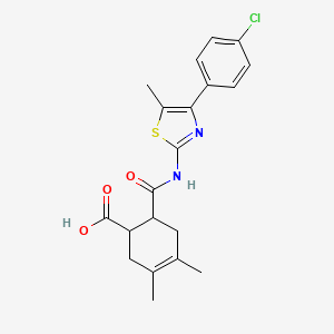 molecular formula C20H21ClN2O3S B4265069 6-{[4-(4-Chlorophenyl)-5-methyl-1,3-thiazol-2-yl]carbamoyl}-3,4-dimethylcyclohex-3-ene-1-carboxylic acid 
