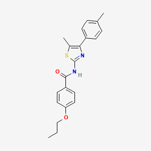 molecular formula C21H22N2O2S B4265100 N-[5-METHYL-4-(4-METHYLPHENYL)-13-THIAZOL-2-YL]-4-PROPOXYBENZAMIDE 