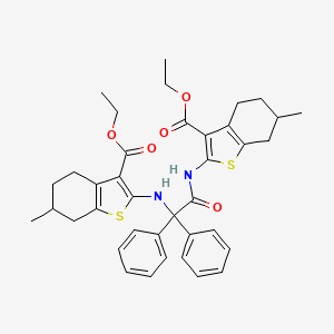 molecular formula C38H42N2O5S2 B4265129 Benzo[b]thiophene-3-carboxylic acid, 2,2'-[(2-oxo-1,1-diphenyl-1,2-ethanediyl)diimino]bis[4,5,6,7-tetrahydro-6-methyl-, diethyl ester CAS No. 438216-35-4