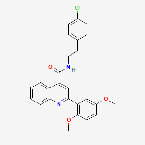 molecular formula C26H23ClN2O3 B4265217 N-[2-(4-chlorophenyl)ethyl]-2-(2,5-dimethoxyphenyl)quinoline-4-carboxamide 