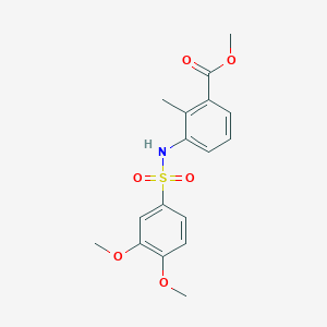 molecular formula C17H19NO6S B426525 Methyl 3-{[(3,4-dimethoxyphenyl)sulfonyl]amino}-2-methylbenzoate 