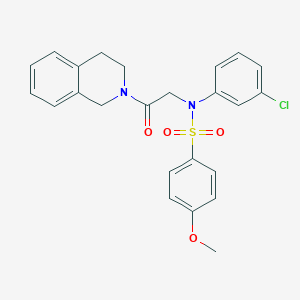 molecular formula C24H23ClN2O4S B426528 N-(3-chlorophenyl)-N-[2-(3,4-dihydroisoquinolin-2(1H)-yl)-2-oxoethyl]-4-methoxybenzenesulfonamide 