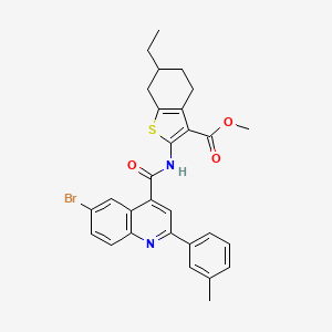molecular formula C29H27BrN2O3S B4265321 Methyl 2-({[6-bromo-2-(3-methylphenyl)quinolin-4-yl]carbonyl}amino)-6-ethyl-4,5,6,7-tetrahydro-1-benzothiophene-3-carboxylate 