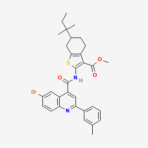 molecular formula C32H33BrN2O3S B4265338 Methyl 2-({[6-bromo-2-(3-methylphenyl)quinolin-4-yl]carbonyl}amino)-6-(2-methylbutan-2-yl)-4,5,6,7-tetrahydro-1-benzothiophene-3-carboxylate 