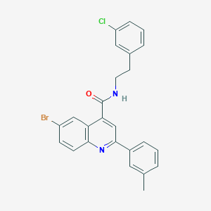 molecular formula C25H20BrClN2O B4265343 6-bromo-N-[2-(3-chlorophenyl)ethyl]-2-(3-methylphenyl)quinoline-4-carboxamide 