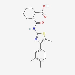 molecular formula C20H24N2O3S B4265474 2-{[4-(3,4-Dimethylphenyl)-5-methyl-1,3-thiazol-2-yl]carbamoyl}cyclohexanecarboxylic acid 