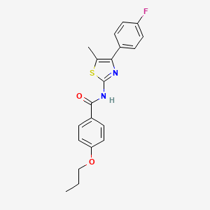 molecular formula C20H19FN2O2S B4265607 N-[4-(4-FLUOROPHENYL)-5-METHYL-13-THIAZOL-2-YL]-4-PROPOXYBENZAMIDE 