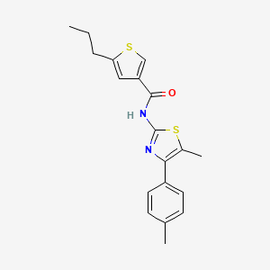 molecular formula C19H20N2OS2 B4265670 N-[5-METHYL-4-(4-METHYLPHENYL)-13-THIAZOL-2-YL]-5-PROPYLTHIOPHENE-3-CARBOXAMIDE 