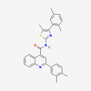 molecular formula C30H27N3OS B4265710 2-(3,4-dimethylphenyl)-N-[4-(2,5-dimethylphenyl)-5-methyl-1,3-thiazol-2-yl]quinoline-4-carboxamide 