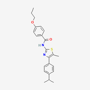 molecular formula C23H26N2O2S B4265732 N-{5-METHYL-4-[4-(PROPAN-2-YL)PHENYL]-13-THIAZOL-2-YL}-4-PROPOXYBENZAMIDE 