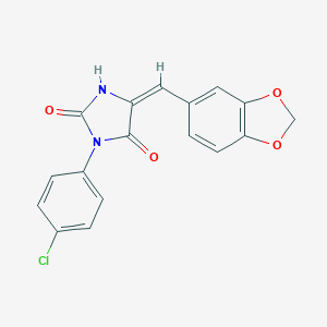 molecular formula C17H11ClN2O4 B426576 (5E)-5-(1,3-benzodioxol-5-ylmethylidene)-3-(4-chlorophenyl)imidazolidine-2,4-dione 