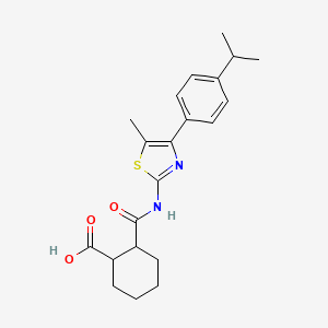 molecular formula C21H26N2O3S B4265784 2-({[4-(4-ISOPROPYLPHENYL)-5-METHYL-1,3-THIAZOL-2-YL]AMINO}CARBONYL)-1-CYCLOHEXANECARBOXYLIC ACID 
