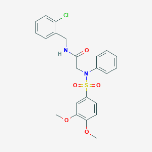 molecular formula C23H23ClN2O5S B426589 N-(2-chlorobenzyl)-2-{[(3,4-dimethoxyphenyl)sulfonyl]anilino}acetamide 