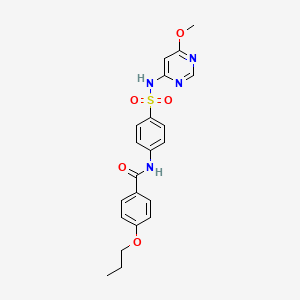 molecular formula C21H22N4O5S B4265931 N-{4-[(6-methoxypyrimidin-4-yl)sulfamoyl]phenyl}-4-propoxybenzamide 