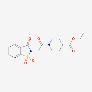 molecular formula C17H20N2O6S B426598 ethyl 1-(2-(1,1-dioxido-3-oxobenzo[d]isothiazol-2(3H)-yl)acetyl)piperidine-4-carboxylate CAS No. 380318-96-7