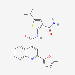 molecular formula C23H21N3O3S B4266085 N-[3-carbamoyl-5-(propan-2-yl)thiophen-2-yl]-2-(5-methylfuran-2-yl)quinoline-4-carboxamide 