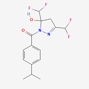 molecular formula C15H16F4N2O2 B4266325 3,5-BIS(DIFLUOROMETHYL)-1-[4-(PROPAN-2-YL)BENZOYL]-4,5-DIHYDRO-1H-PYRAZOL-5-OL 