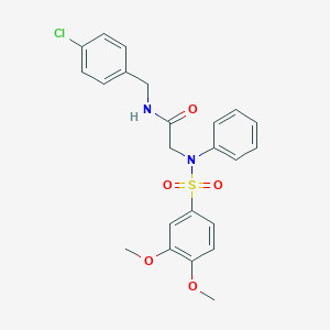 molecular formula C23H23ClN2O5S B426652 N-(4-chlorobenzyl)-2-{[(3,4-dimethoxyphenyl)sulfonyl]anilino}acetamide 