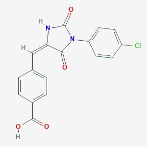molecular formula C17H11ClN2O4 B426666 4-{(E)-[1-(4-chlorophenyl)-2,5-dioxoimidazolidin-4-ylidene]methyl}benzoic acid 