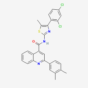 molecular formula C28H21Cl2N3OS B4266681 N-[4-(2,4-dichlorophenyl)-5-methyl-1,3-thiazol-2-yl]-2-(3,4-dimethylphenyl)quinoline-4-carboxamide 