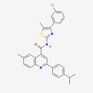 molecular formula C30H26ClN3OS B4266834 N-[4-(3-chlorophenyl)-5-methyl-1,3-thiazol-2-yl]-6-methyl-2-[4-(propan-2-yl)phenyl]quinoline-4-carboxamide CAS No. 438227-03-3