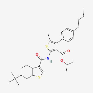 molecular formula C32H41NO3S2 B4266905 Propan-2-yl 4-(4-butylphenyl)-2-{[(6-tert-butyl-4,5,6,7-tetrahydro-1-benzothiophen-3-yl)carbonyl]amino}-5-methylthiophene-3-carboxylate 