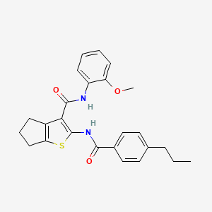 molecular formula C25H26N2O3S B4266994 N-(2-METHOXYPHENYL)-2-(4-PROPYLBENZAMIDO)-4H,5H,6H-CYCLOPENTA[B]THIOPHENE-3-CARBOXAMIDE 