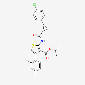 molecular formula C26H26ClNO3S B4267327 Propan-2-yl 2-({[2-(4-chlorophenyl)cyclopropyl]carbonyl}amino)-4-(2,4-dimethylphenyl)thiophene-3-carboxylate 