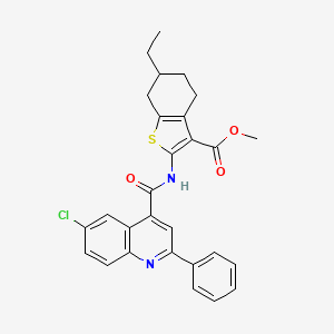 molecular formula C28H25ClN2O3S B4267343 Methyl 2-{[(6-chloro-2-phenylquinolin-4-yl)carbonyl]amino}-6-ethyl-4,5,6,7-tetrahydro-1-benzothiophene-3-carboxylate 