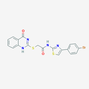 molecular formula C19H13BrN4O2S2 B426736 N-[4-(4-bromophenyl)-1,3-thiazol-2-yl]-2-[(4-oxo-1H-quinazolin-2-yl)sulfanyl]acetamide 