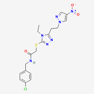 molecular formula C18H20ClN7O3S B4267682 N-(4-chlorobenzyl)-2-({4-ethyl-5-[2-(4-nitro-1H-pyrazol-1-yl)ethyl]-4H-1,2,4-triazol-3-yl}sulfanyl)acetamide 