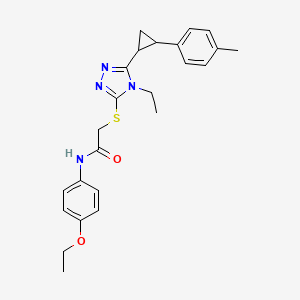 molecular formula C24H28N4O2S B4267742 N-(4-ethoxyphenyl)-2-({4-ethyl-5-[2-(4-methylphenyl)cyclopropyl]-4H-1,2,4-triazol-3-yl}sulfanyl)acetamide 