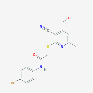 molecular formula C18H18BrN3O2S B426779 N-(4-bromo-2-methylphenyl)-2-{[3-cyano-4-(methoxymethyl)-6-methylpyridin-2-yl]sulfanyl}acetamide 