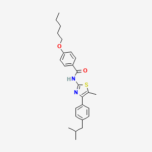 molecular formula C26H32N2O2S B4267963 N-{5-METHYL-4-[4-(2-METHYLPROPYL)PHENYL]-13-THIAZOL-2-YL}-4-(PENTYLOXY)BENZAMIDE 