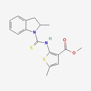 molecular formula C17H18N2O2S2 B4267996 methyl 5-methyl-2-{[(2-methyl-2,3-dihydro-1H-indol-1-yl)carbonothioyl]amino}thiophene-3-carboxylate 
