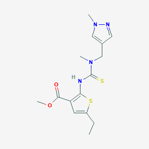 molecular formula C15H20N4O2S2 B4267999 METHYL 5-ETHYL-2-({METHYL[(1-METHYLPYRAZOL-4-YL)METHYL]CARBAMOTHIOYL}AMINO)THIOPHENE-3-CARBOXYLATE 