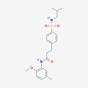 molecular formula C21H28N2O4S B426805 3-{4-[(isobutylamino)sulfonyl]phenyl}-N-(2-methoxy-5-methylphenyl)propanamide 