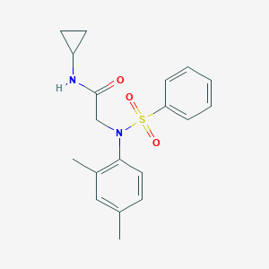 molecular formula C19H22N2O3S B426823 N-cyclopropyl-2-[2,4-dimethyl(phenylsulfonyl)anilino]acetamide 