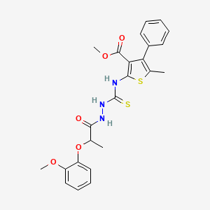 molecular formula C24H25N3O5S2 B4268230 Methyl 2-[({2-[2-(2-methoxyphenoxy)propanoyl]hydrazinyl}carbonothioyl)amino]-5-methyl-4-phenylthiophene-3-carboxylate 