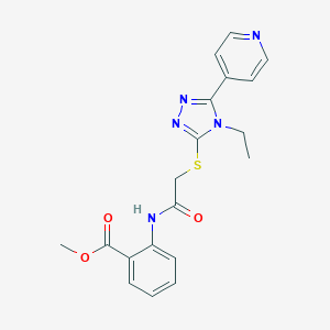 molecular formula C19H19N5O3S B426830 methyl 2-[({[4-ethyl-5-(4-pyridinyl)-4H-1,2,4-triazol-3-yl]sulfanyl}acetyl)amino]benzoate CAS No. 575460-64-9