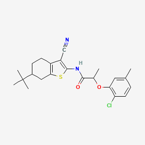 molecular formula C23H27ClN2O2S B4268344 N-(6-tert-butyl-3-cyano-4,5,6,7-tetrahydro-1-benzothiophen-2-yl)-2-(2-chloro-5-methylphenoxy)propanamide 
