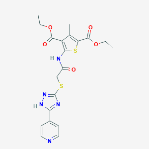 molecular formula C20H21N5O5S2 B426838 diethyl 3-methyl-5-[({[5-(4-pyridinyl)-4H-1,2,4-triazol-3-yl]sulfanyl}acetyl)amino]-2,4-thiophenedicarboxylate 