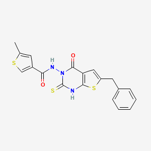 molecular formula C19H15N3O2S3 B4268672 N-(6-benzyl-2-mercapto-4-oxothieno[2,3-d]pyrimidin-3(4H)-yl)-5-methyl-3-thiophenecarboxamide 