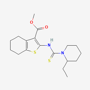 molecular formula C18H26N2O2S2 B4268753 Methyl 2-{[(2-ethylpiperidin-1-yl)carbonothioyl]amino}-4,5,6,7-tetrahydro-1-benzothiophene-3-carboxylate 