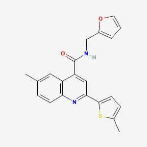 molecular formula C21H18N2O2S B4268985 N-[(FURAN-2-YL)METHYL]-6-METHYL-2-(5-METHYLTHIOPHEN-2-YL)QUINOLINE-4-CARBOXAMIDE 
